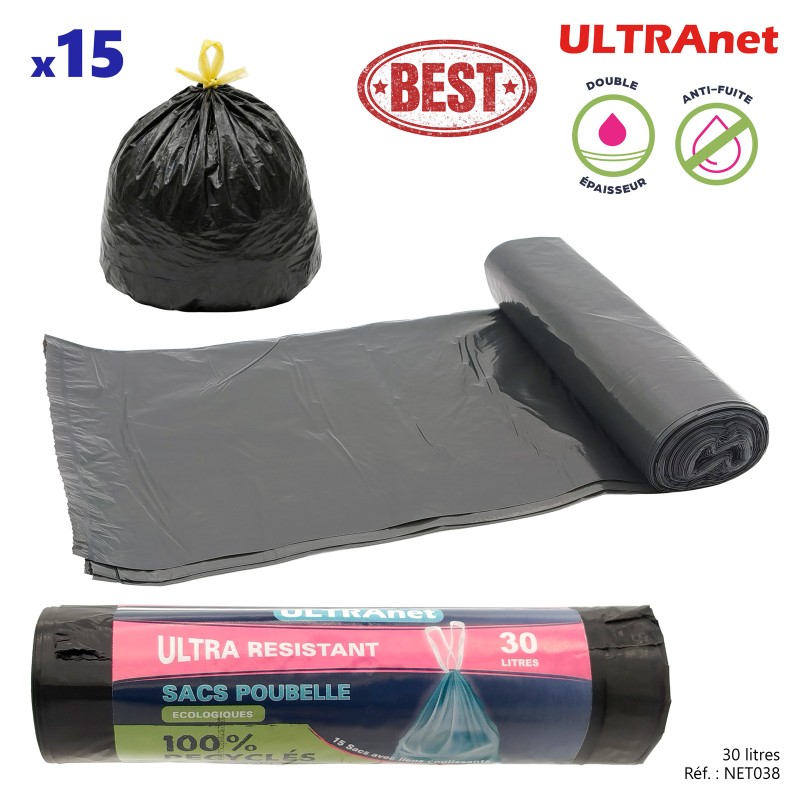 15 sacs poubelle 30L - ULTRANET