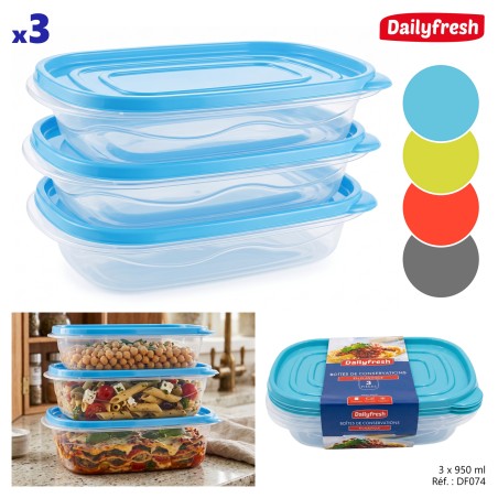 Boîtes conservations rectangulaire x 3 (950ml) - dailyfresh