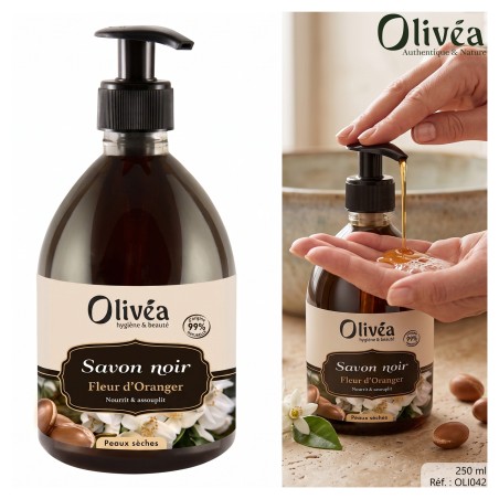 Savon noir liquide fleur d'oranger - olivea