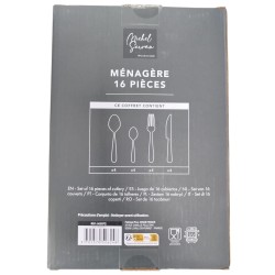 Ménagère 16 pièces 2 modèles : façon bois, façon marbre (x4 fourchettes x4 couteaux x4 cuillères à soupe x4 cuillère...