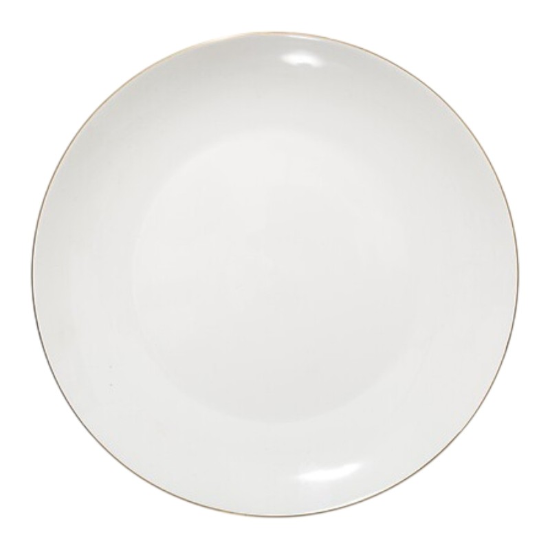 Assiette plate en porcelaine avec bordure dorée
Michel Servan